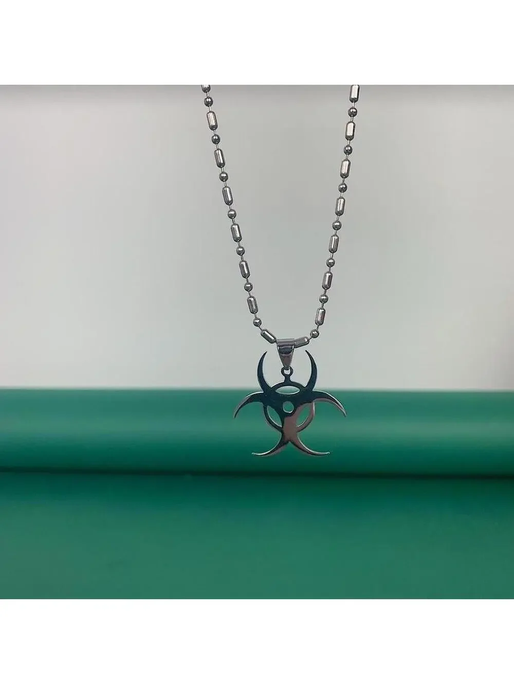 Y2k Nuclear ☢️ opium punk gothic style necklace. Cool design. Chain is unisex